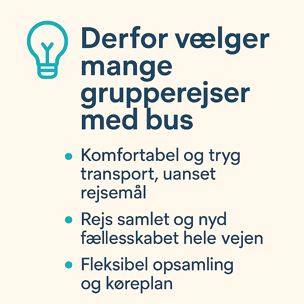 Grafik over hvorfor mange vælger at rejse med bus på grupperejser